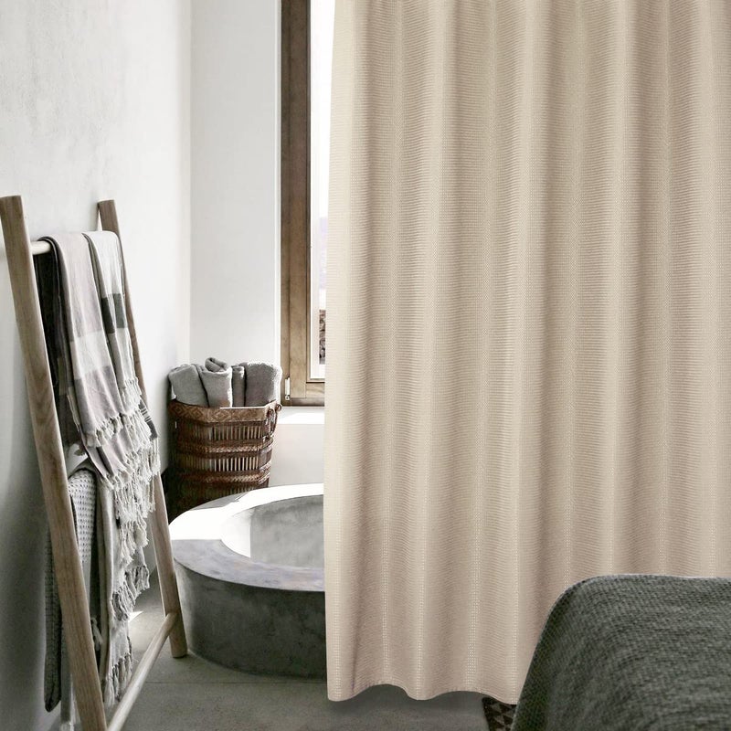 SPXTEX Beige Shower Curtains 84 inches Long Waterproof Fabric Farmhouse Modern Rectangle Textured Shower Curtains with Hooks for Bathroom Decorative Shower Room 72 W X 84 L
