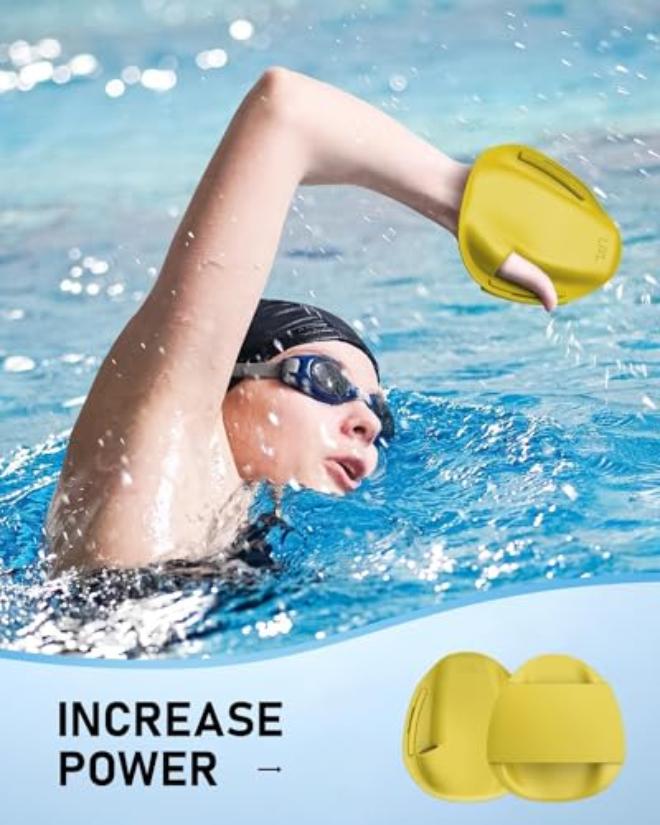 Swim Training Accessories for Fitness Enthusiasts and Competitive Swimmers – Stylish Floating Hand Paddles with Soft Silicone Straps – L/XL - Image 2