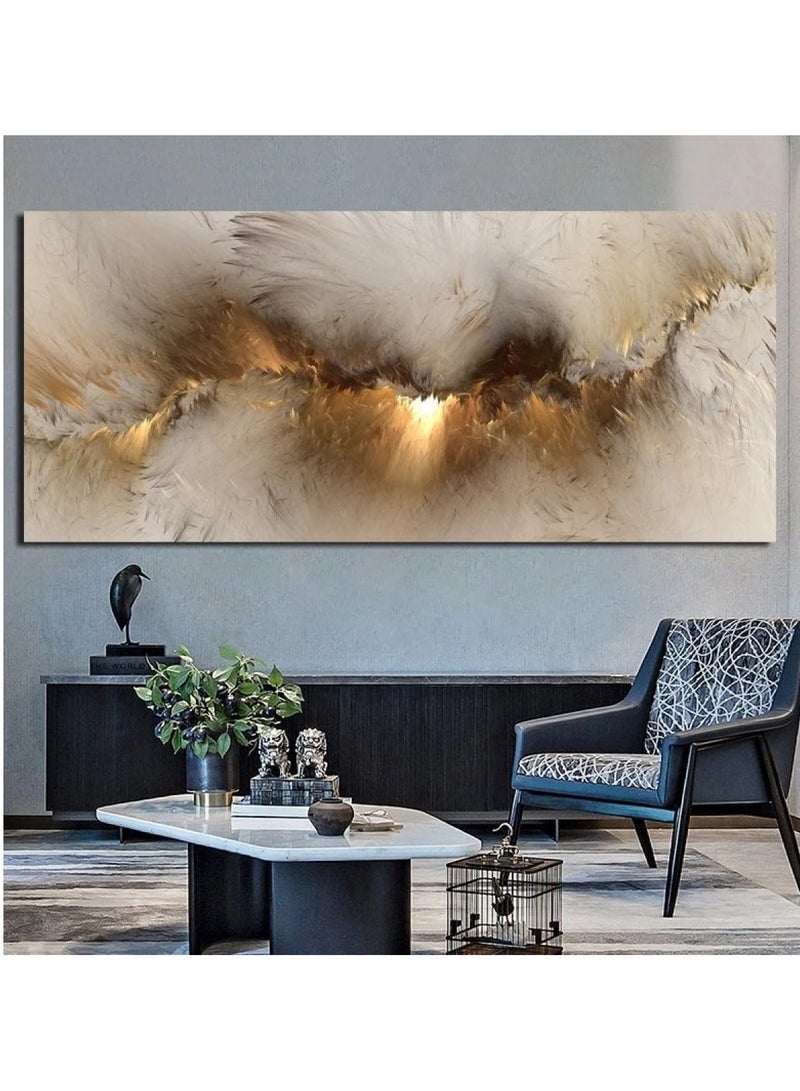 مؤسسة فكرة اليوم لوحة فنية جدارية كبيرة من القماش، لوحة فنية جدارية من القماش لغرفة المعيشة، لوحات فنية تجريدية بدون إطار لسحابة ذهبية لتزيين الحائط، لوحة فنية جدارية من القماش لغرفة المعيشة وديكورات المكتب المنزلي (50 × 100 سم) - Image 1