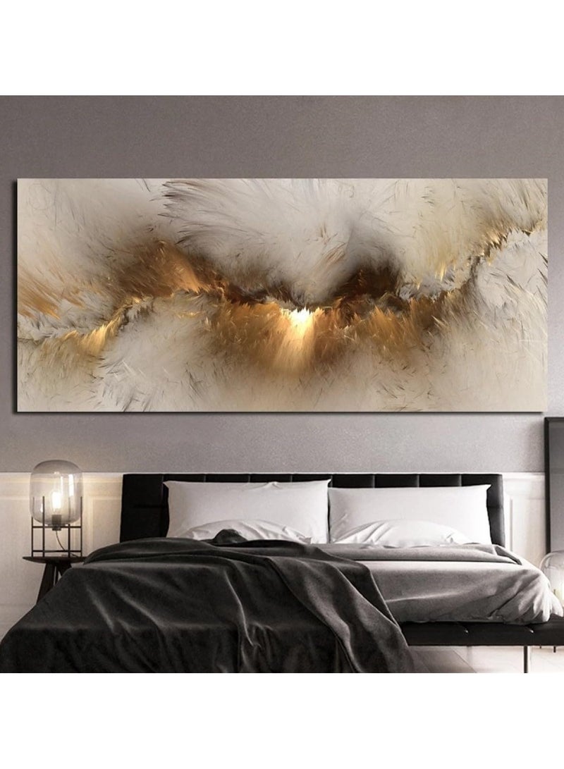 مؤسسة فكرة اليوم لوحة فنية جدارية كبيرة من القماش، لوحة فنية جدارية من القماش لغرفة المعيشة، لوحات فنية تجريدية بدون إطار لسحابة ذهبية لتزيين الحائط، لوحة فنية جدارية من القماش لغرفة المعيشة وديكورات المكتب المنزلي (50 × 100 سم) - Image 3