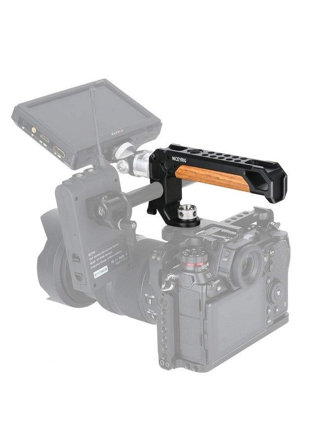 NICEYRIG Top Handle For Arri 3 8 '' Thread With 15Mm Rod Clamp Dslr Camera Wooden Grip For Cage Rig 348  - Image 3