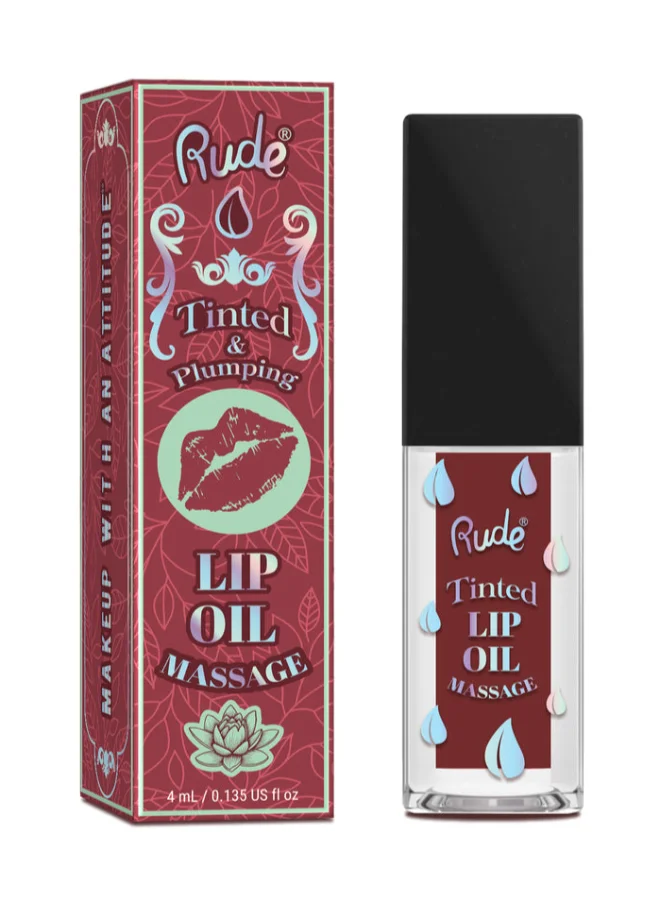 Rude Lip Oil Massage Tinted & Plumping Lip Oil- Warm-Up