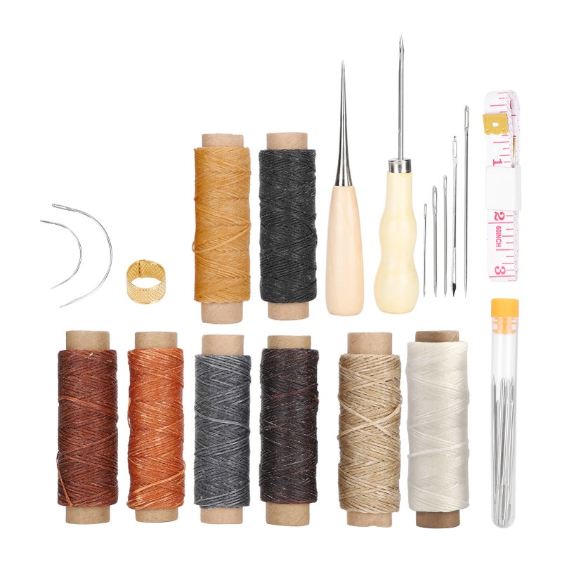 28Pcs Leather Sewing Kit Needles Thread Hand Repair Tools DIY HandMade Craft Set - Image 1