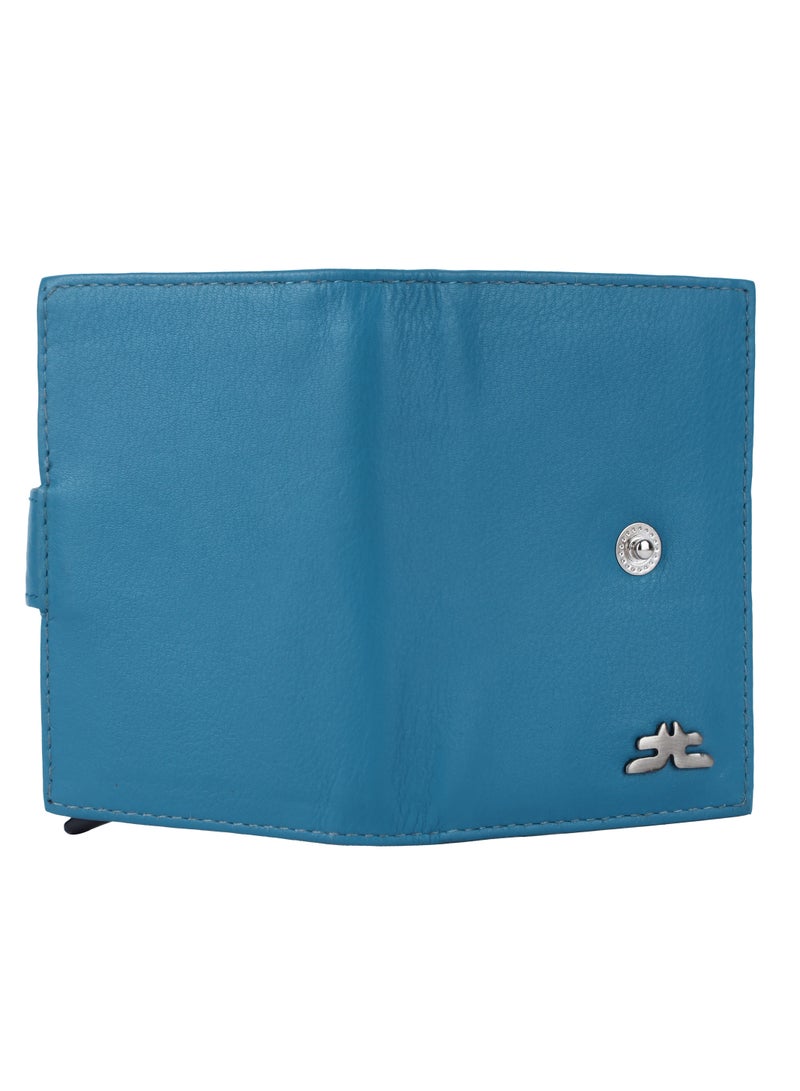 LAVERI LEATHER Laveri Genuine Leather Designer Card Holder Wallet With RFID Protection N Blue  - Image 5