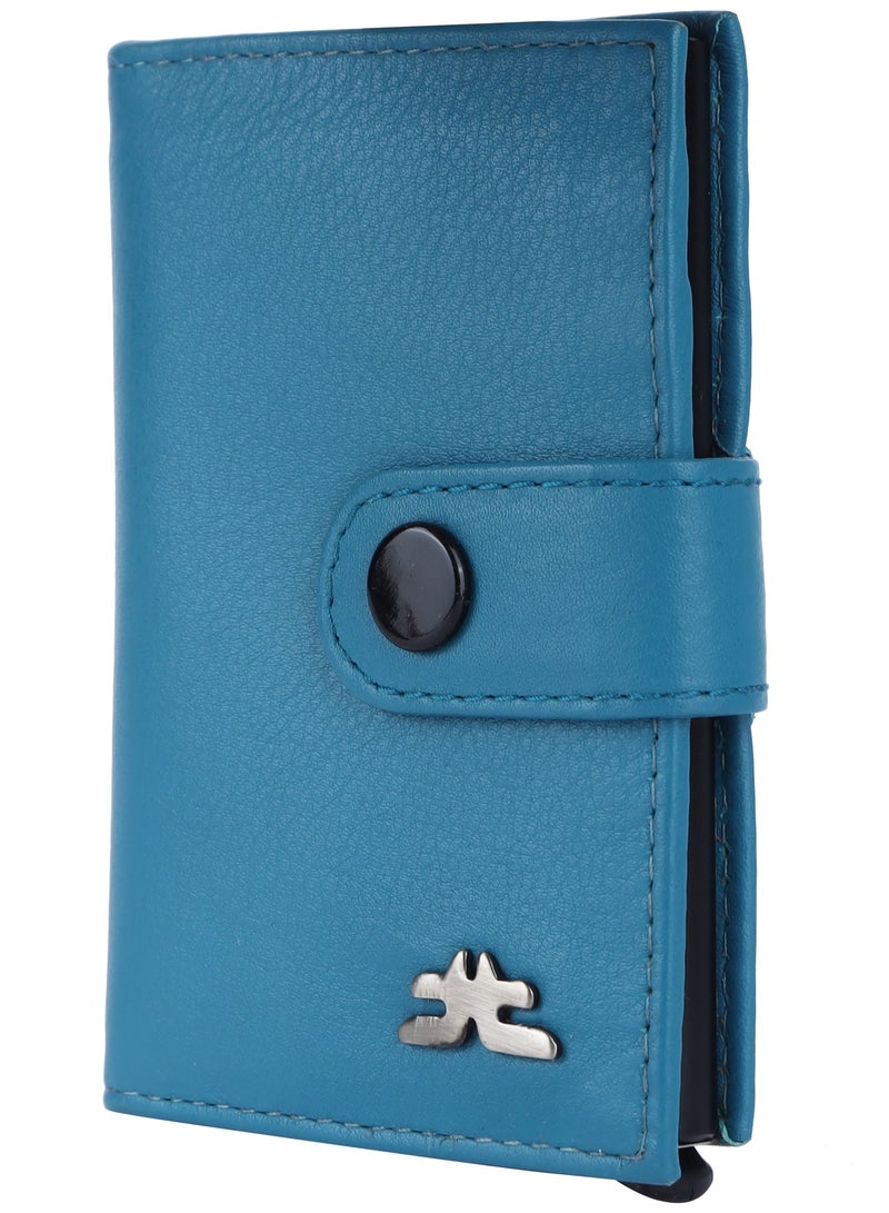 LAVERI LEATHER Laveri Genuine Leather Designer Card Holder Wallet With RFID Protection N Blue  - Image 3
