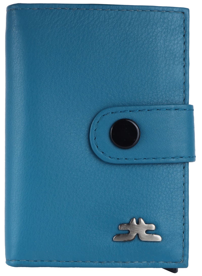 LAVERI LEATHER Laveri Genuine Leather Designer Card Holder Wallet With RFID Protection N Blue  - Image 1