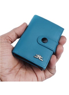 LAVERI LEATHER Laveri Genuine Leather Designer Card Holder Wallet With RFID Protection N Blue  - Image 4