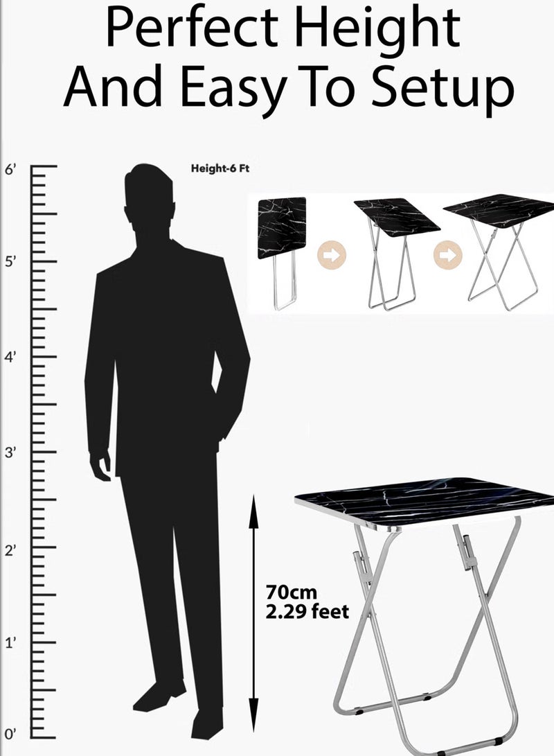 DBLEW Foldable Marble Design Top Square Table with 2 Folding Chairs, Metal Frame – For Dining, Balcony, Office & Outdoor Use - Image 5