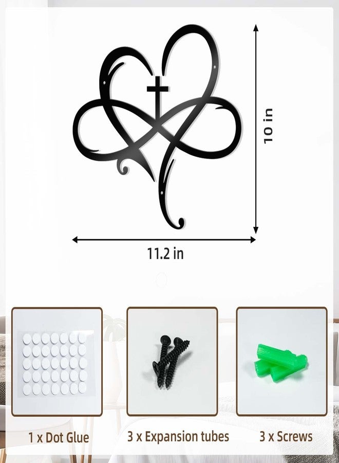 Bnesi Heart Cross Metal Wall Decor Black Cross Wall Art for Religious Wall Decor Unique Decoration Ideal Wall Decoration for Home & Spiritual Gift for Christian Art Lovers (Modern) - Image 3