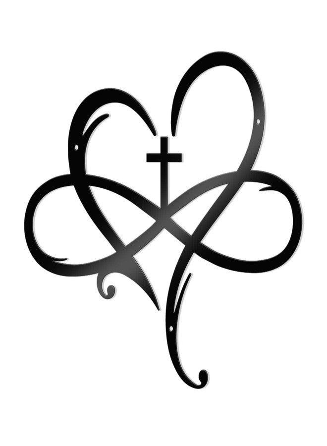 Bnesi Heart Cross Metal Wall Decor Black Cross Wall Art for Religious Wall Decor Unique Decoration Ideal Wall Decoration for Home & Spiritual Gift for Christian Art Lovers (Modern) - Image 1