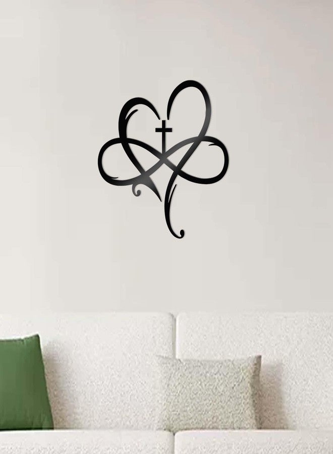 Bnesi Heart Cross Metal Wall Decor Black Cross Wall Art for Religious Wall Decor Unique Decoration Ideal Wall Decoration for Home & Spiritual Gift for Christian Art Lovers (Modern) - Image 2