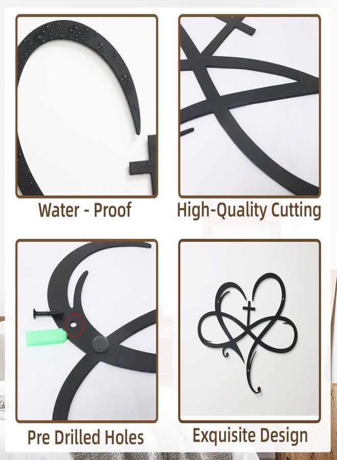 Bnesi Heart Cross Metal Wall Decor Black Cross Wall Art for Religious Wall Decor Unique Decoration Ideal Wall Decoration for Home & Spiritual Gift for Christian Art Lovers (Modern) - Image 4