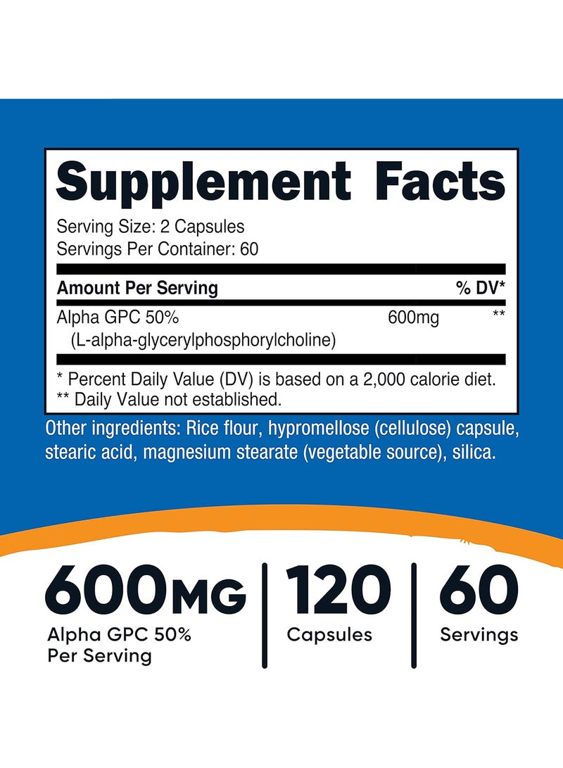 Nutricost ألفا جي بي سي 600 مجم 120 كبسولة نباتية 300 مجم لكل كبسولة - Image 2