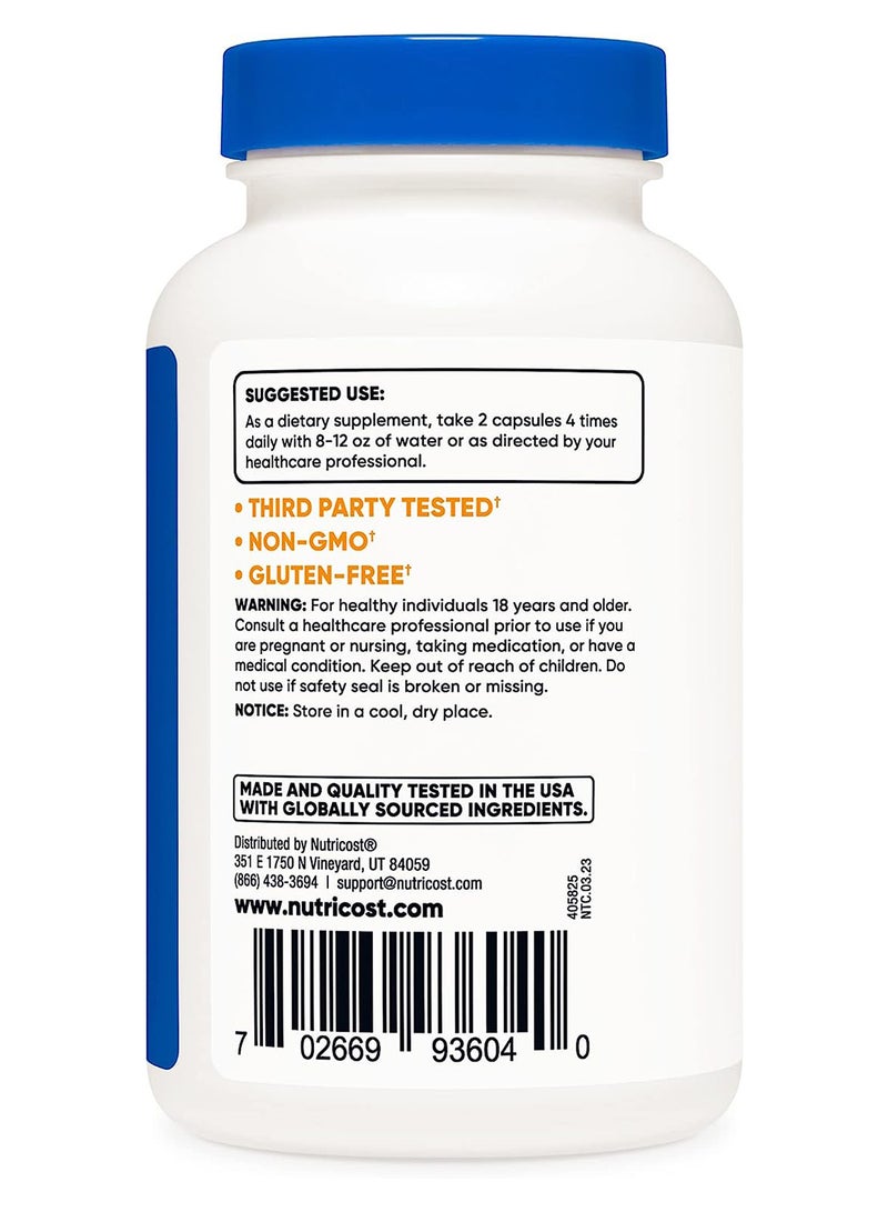 Nutricost ألفا جي بي سي 600 مجم 120 كبسولة نباتية 300 مجم لكل كبسولة - Image 3