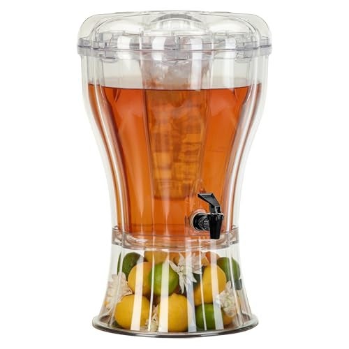 Buddeez Clear Drink 35 Gallon Plastic Beverage Comes with Stand Spigot Ice Cone Large Punch Dispenser for Parties