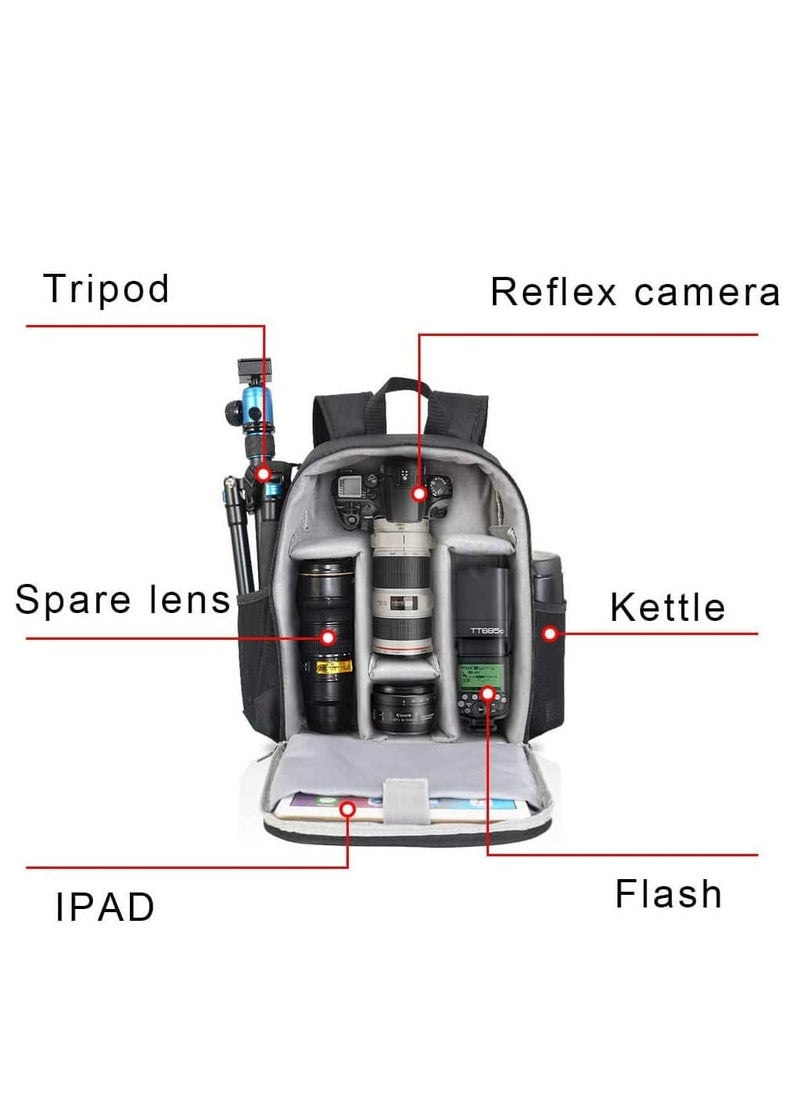 Generic Waterproof Digital DSLR Camera Bag Shockproof Backpack Hiking Bag Cover Laptop 15.6inch Case/Lens Large Capacity Storage Bag Compatible with Nikon Canon Sony Camera Accessories  - Image 2