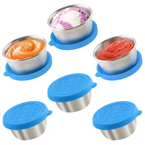Qukaka 6x1.6 Oz Salad Dressing Containers With Lids, Small Leakproof Reusable Stainless Steel Salad Dressing Container To Go For Lunch Boxes,Sauce containers, Picnics,Travel Meal Prep And Kitchen Storage. - Image 1