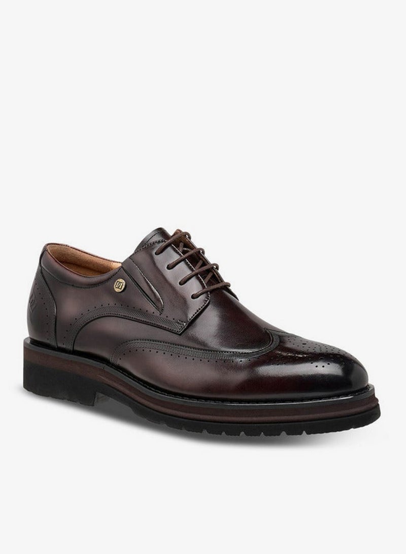 DUCHINI Men Perforated Leather Derby Shoes - Image 3