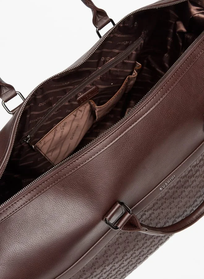 DUCHINI Textured Duffle Bag with Detachable Strap and Zip Closure