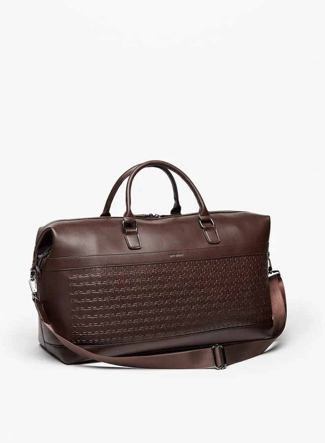 DUCHINI Textured Duffle Bag with Detachable Strap and Zip Closure