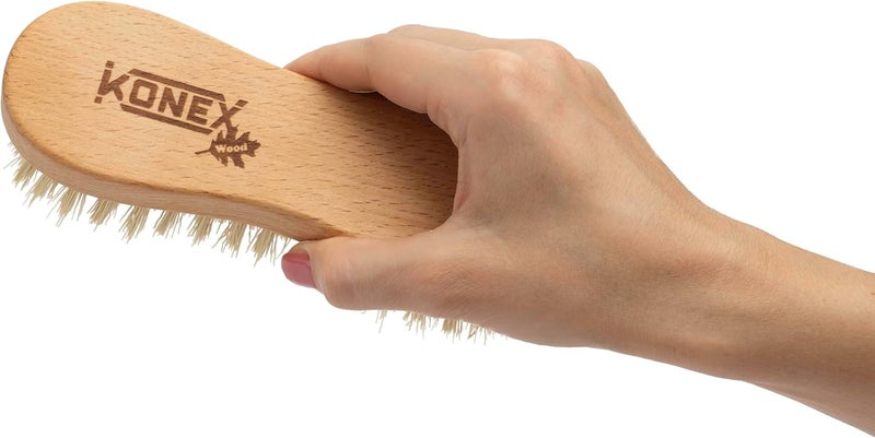 Konex Fiber Economy Utility Cleaning Brush. Heavy Duty Scrub Brush with Wood Handle. (Peanut Shaped 2 Pack) Natural material - Image 5
