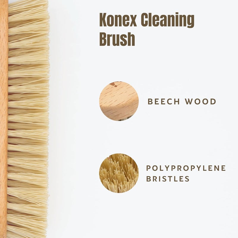 Konex Fiber Economy Utility Cleaning Brush. Heavy Duty Scrub Brush with Wood Handle. (Peanut Shaped 2 Pack) Natural material - Image 3