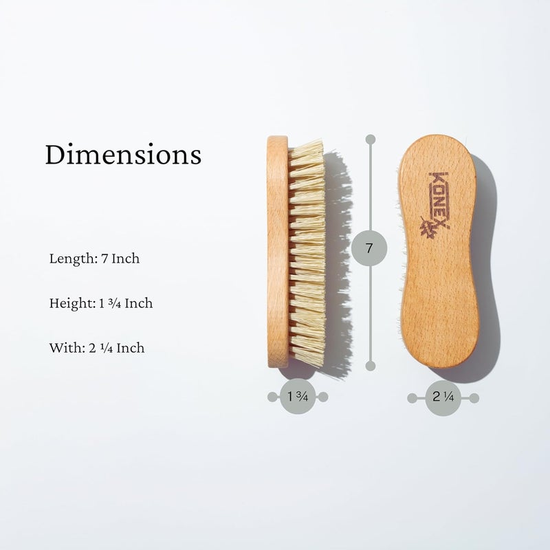 Konex Fiber Economy Utility Cleaning Brush. Heavy Duty Scrub Brush with Wood Handle. (Peanut Shaped 2 Pack) Natural material - Image 2