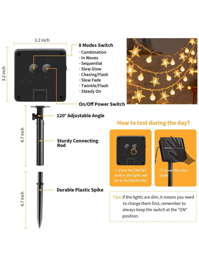 Solar Ramadan Lights Moon Fairy String Lights with 8 Lighting Modes Outdoor Curtain Window Lights Twinkle 100 LED 39 FT Star Lights for Backyard Garden Patio Home Ramadan Decoration (Stars and Balls) - pzsku/ZCAC859B889F51F2B0D73Z/45/_/1732243556/c2a76fa5-e5cc-4ee9-8703-98f56985d1af