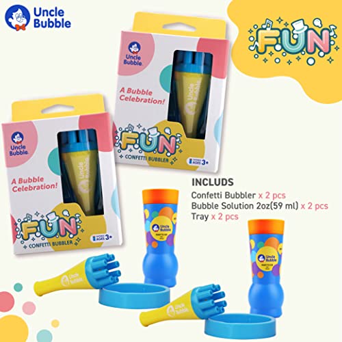 Uncle Bubble Confetti Bubbler 2 Sets - Kiddo Bubble Blower | Make Thousands of Tiny Bubble in One Breath with World Record Best Bubble Solution - Image 3