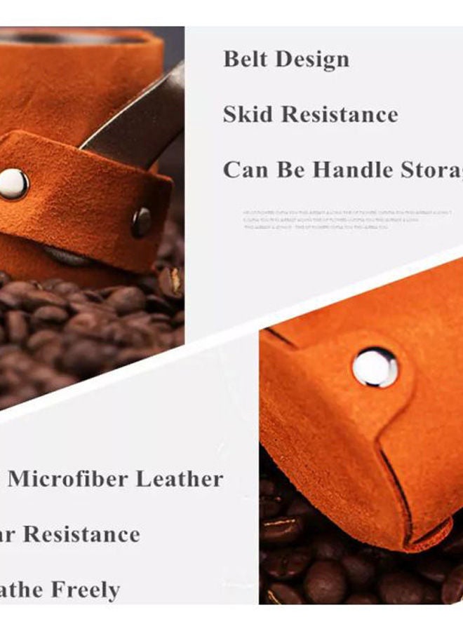 NIBEMINENT Leather Wrapping Manual Coffee Grinder Silver/Brown 350grams - Image 2