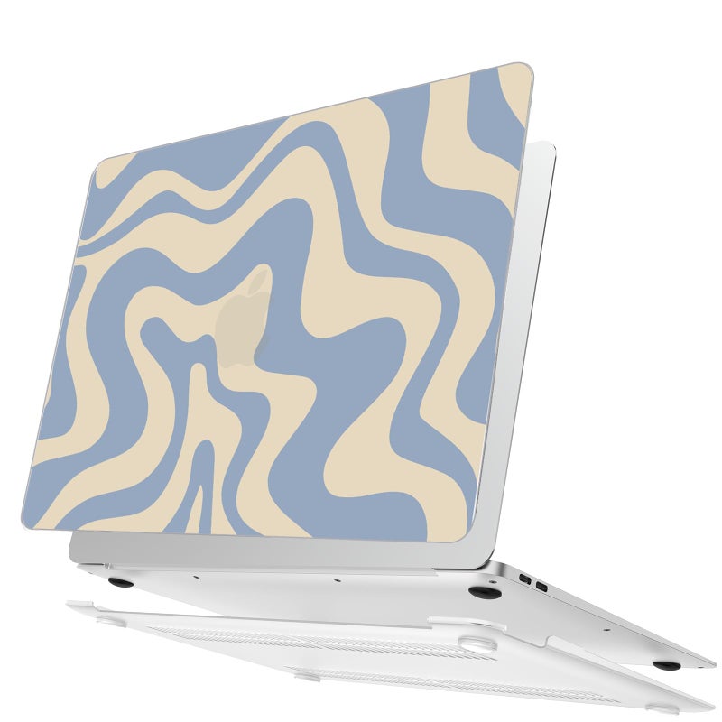 AKIT Compatible with MacBook Pro 13 inch Case M2 A2338 2025-2016 M1 A2251 A2289 A2159 A1989 A1708 A1706, Unique Pattern Plastic Laptop Hrad Shell Case&Keyboard Cover&Screen Protector Film, Blue Wave - Image 4