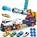 Dwi Dowellin Truck Toys for Kids 28 Large Car Toys Include 4 Race Cars6 Soft Foam Balls with Light  Sounds EejectionShooting Transport Trucks Toy Gifts for Boys Girls 3 4 5 6 7 8 Year Old - Image 2