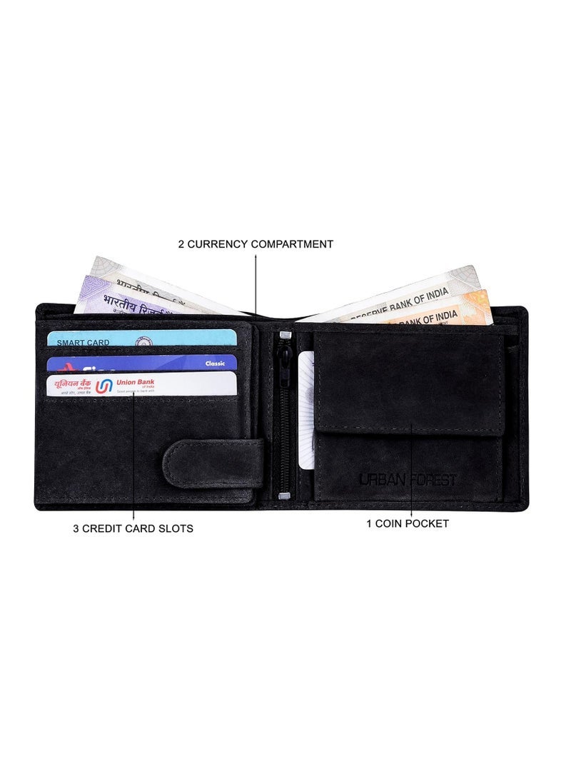 URBAN FOREST Leo RFID Blocking Vintage Black Leather Wallet for Men - Image 4