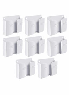 Excefore 8 Pieces Wall Mount Phone Holder, Adhesive Remote Control Storage Box Wall Mount Charging Phone Stand Holder Adhesive Non Slip Media Organizer Storage Box for Bedroom Kitchen Bathroom (White)  - Image 1