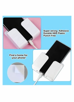 Excefore 8 Pieces Wall Mount Phone Holder, Adhesive Remote Control Storage Box Wall Mount Charging Phone Stand Holder Adhesive Non Slip Media Organizer Storage Box for Bedroom Kitchen Bathroom (White)  - Image 3