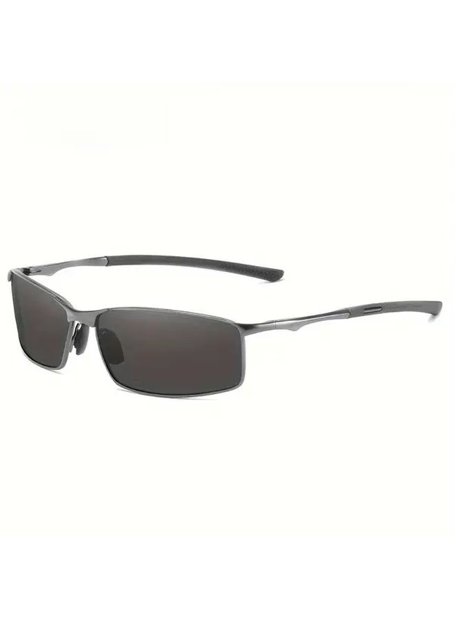 Black Grey Retro Polarized Fashion Glasses with Metal Acetate Frame for Driving Hiking Travel - Image 1