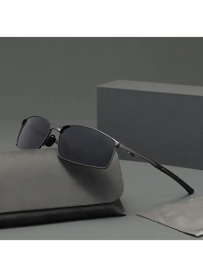 Black Grey Retro Polarized Fashion Glasses with Metal Acetate Frame for Driving Hiking Travel - Image 5