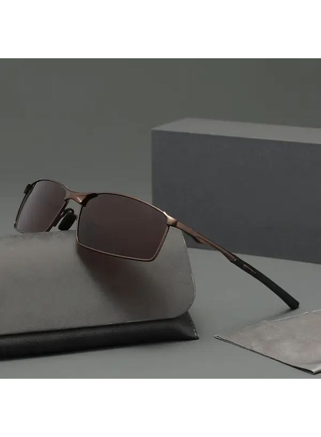 Black Grey Retro Polarized Fashion Glasses with Metal Acetate Frame for Driving Hiking Travel - Image 3