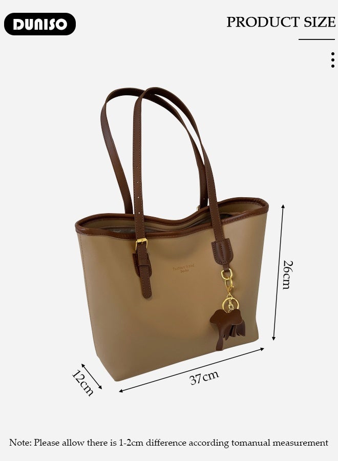 DUNISO Women's Shoulder Tote Bag Faux Leather Handbag for Women Large Capacity Messenger Bag, Fashionable Travel Shoulder Bag for Ladies Girls College Students Daily Work Travel School Shopping Casual - Image 2