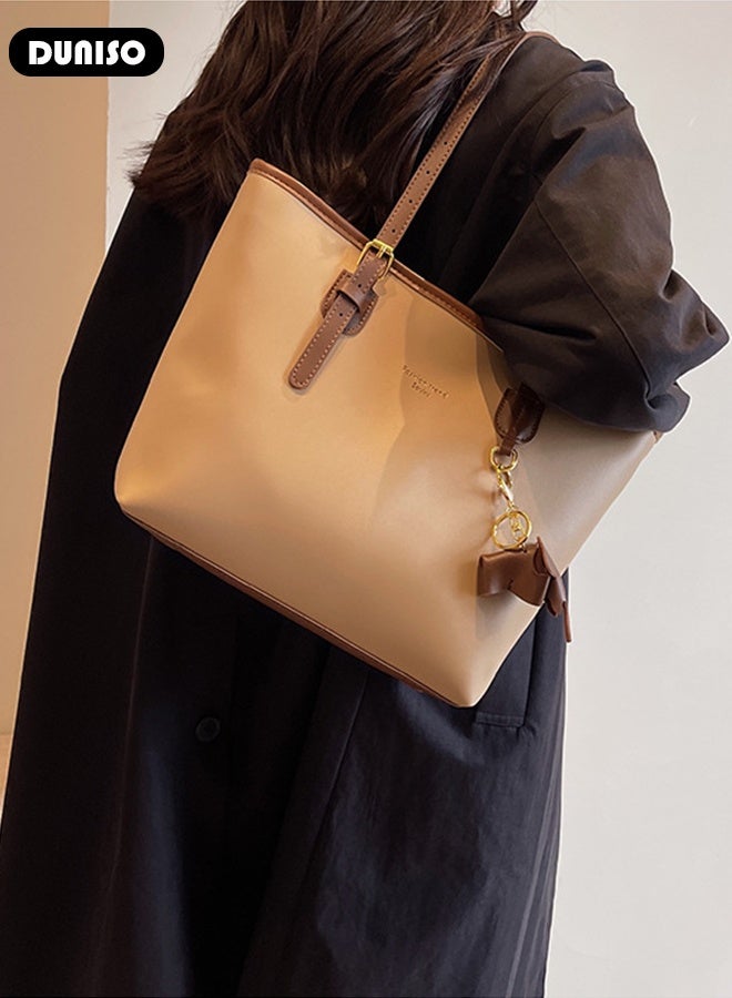 DUNISO Women's Shoulder Tote Bag Faux Leather Handbag for Women Large Capacity Messenger Bag, Fashionable Travel Shoulder Bag for Ladies Girls College Students Daily Work Travel School Shopping Casual - Image 3