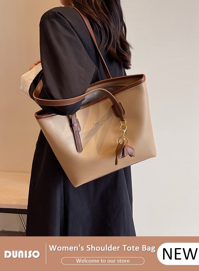 DUNISO Women's Shoulder Tote Bag Faux Leather Handbag for Women Large Capacity Messenger Bag, Fashionable Travel Shoulder Bag for Ladies Girls College Students Daily Work Travel School Shopping Casual - Image 1