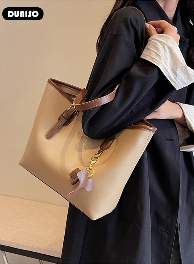 DUNISO Women's Shoulder Tote Bag Faux Leather Handbag for Women Large Capacity Messenger Bag, Fashionable Travel Shoulder Bag for Ladies Girls College Students Daily Work Travel School Shopping Casual - Image 4