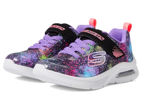 SKECHERS حذاء سنيكرز مايكروسبيك ماكس للبنات من سكيشرز، أسود/متعدد الألوان، 3، طفل صغير - Image 1