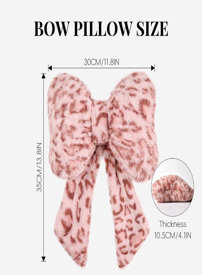 iHUFeather 2 Pack Bow Car Headrest Pillow Comfortable Soft Plush Head Rest Cushion, Neck Pillow for Driving Office Use and Car Interior Decoration (Pink Leopard) - Image 2