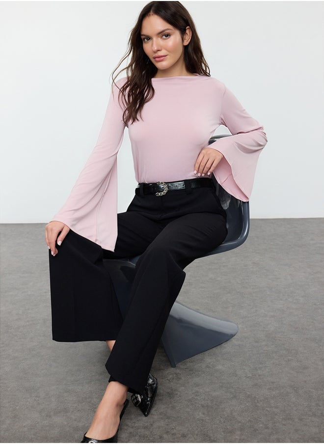 trendyol Dusty Rose Relaxed/Comfortable Pattern Spanish Sleeve Flexible Knitted Blouse TWOAW25BZ00203  - Image 1