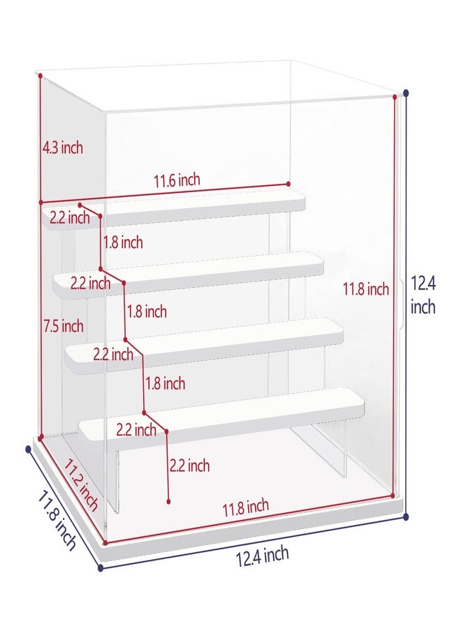Choowin 5 Tier Clear Acrylic Display Case for Collectibles, Mini Figures, Pop Mart, Labubu, Sonny Angel, Smiski - Assemble Dustproof Acrylic Display Box with Door, Stand (White Base Step) - Image 2