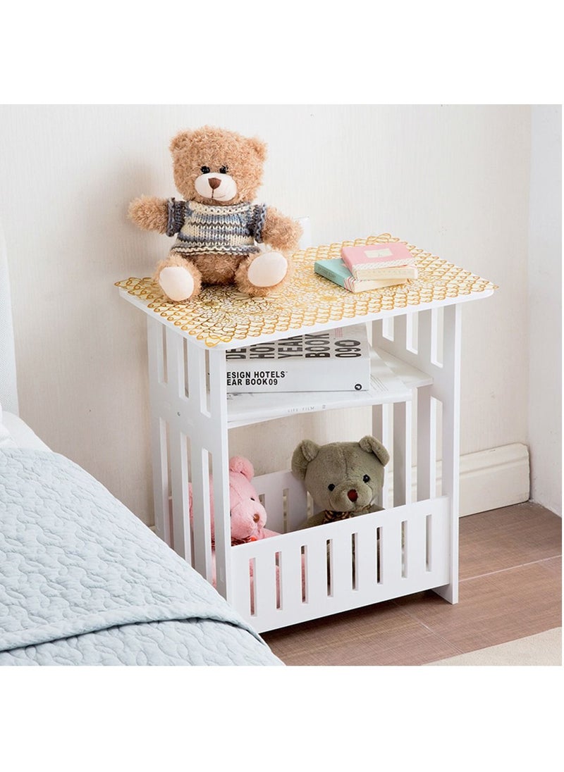 Generic FFD Coffee Table Sofa Side Table For Clock Bedside Desk 2 Tier Storage Basket Book Shelf Towel Holder Sink Organizer Makeup Organizer Multipurpose Simple Wooden Small Study End Table  - Image 1