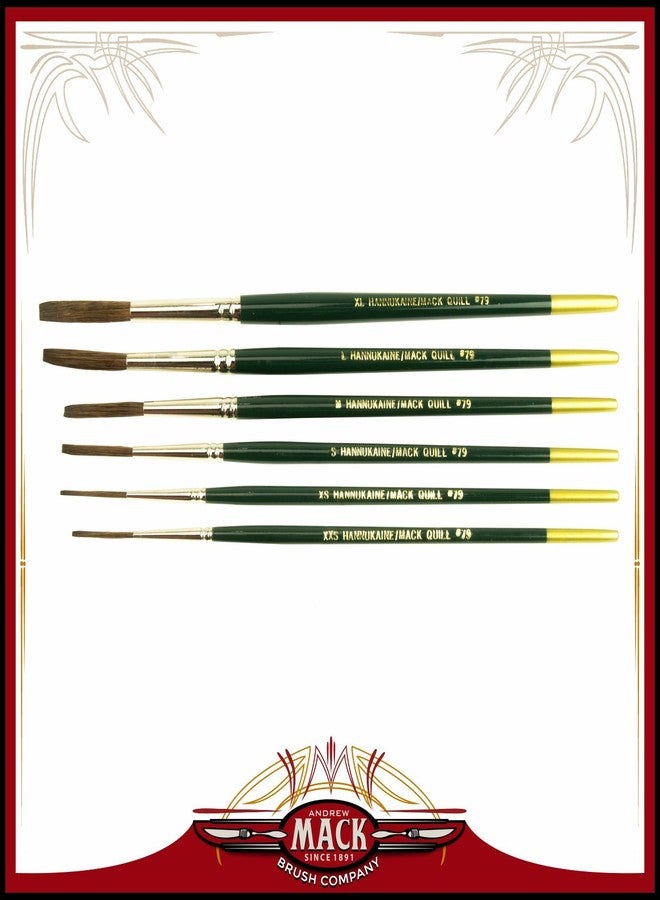 Mack Brush (6) Andrew Mack Brush Hannukaine Quill Brushes Series 79 Size XXS - XL Mixture Squirrel Taklon - Image 2