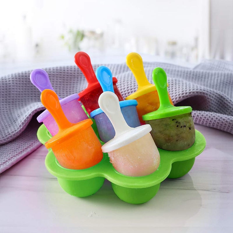 Baker Boutique Mini Silicone Popsicle Mold, 7-cavity DIY Ice Pop Mold with Colorful Plastic Sticks, Popsicle Makers for Egg Bites, Lollipop and Ice Cream Mould, Baby Food Storage Container, Non-Stick Ice Cube Trays - Image 3