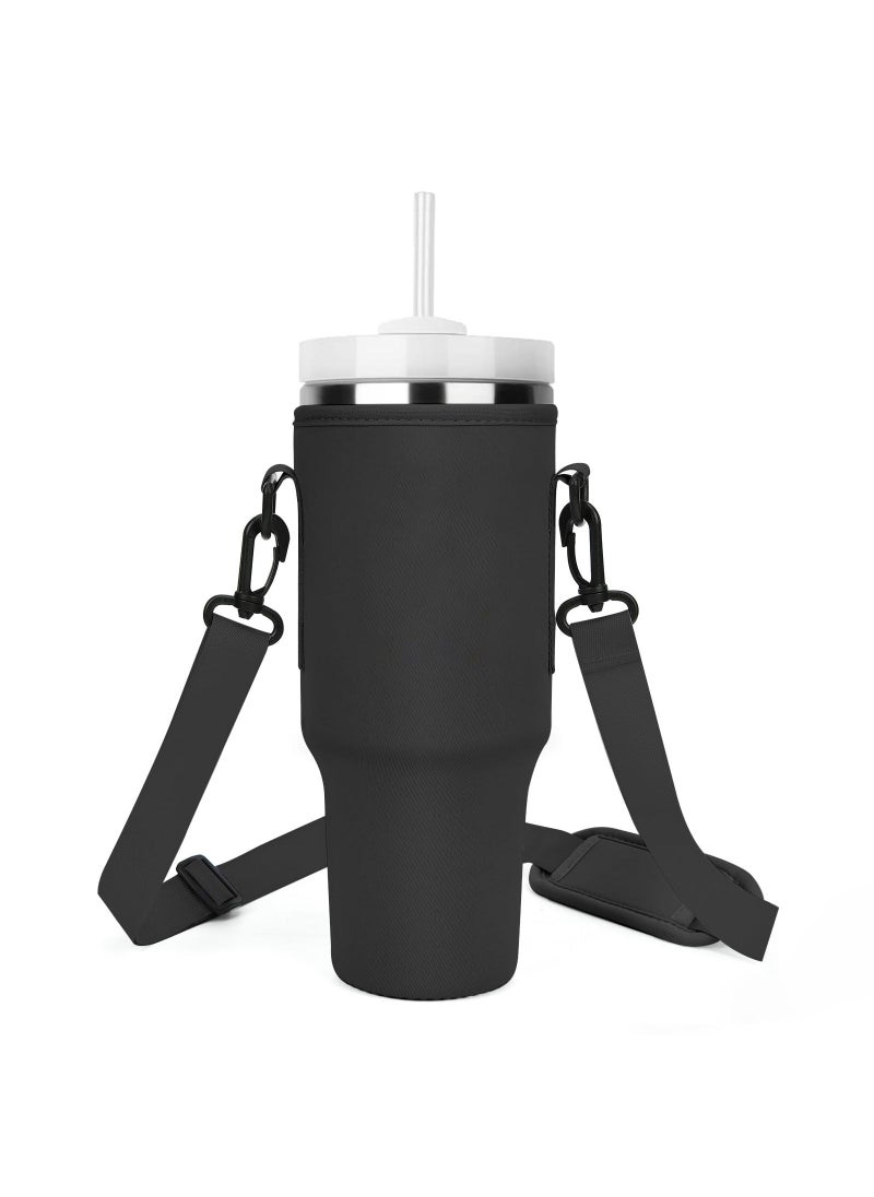 40oz Ice Cup Set Stanley Diving Material Water Bottle Handbag Stanley Handle Car Heat Preservation Letter Cup Set Black (no zipper bag) 